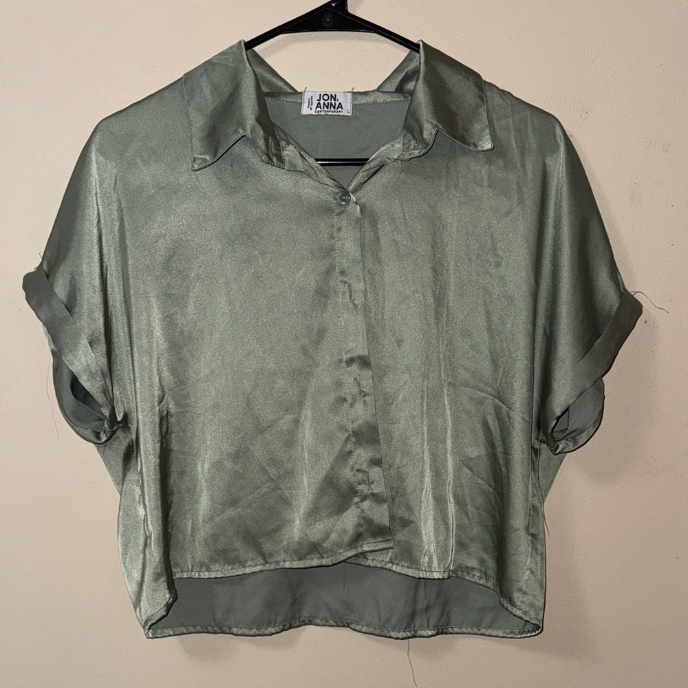 Women's Green Satin Blouse